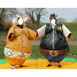 Bouncy Cowboy Vs. Divertido Jefe, Emocionante Duelo <span class=keywords><strong>de</strong></span> Trajes <span class=keywords><strong>de</strong></span> Sumo, Hilarante Desafío <span class=keywords><strong>de</strong></span> Trajes <span class=keywords><strong>de</strong></span> Sumo Inflables - Product Image 1