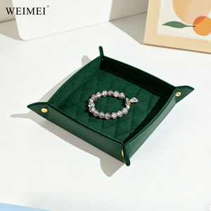 WEIMEI Custom Logo Luxury Velvet Foldable Snap Tray Wholesale Diamond Quilted Counter <b>Ring</b> Earring Jewelry Display Tray - Product Image 3