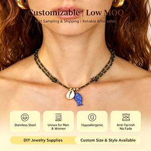Collar con Colgante de Pez de Piedra Natural, Cordón Ajustable de Nailon Colorido, Gargantilla de Moda, Joyería Hecha a Mano para Mujer, Venta al por Mayor - Product Image 1