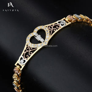 FB0037 personnalisé 14K or laminé Pulsera De Piesmal De Ojo Zircon Designer San <span class=keywords><strong>Judas</strong></span> Tadeo coeur Bracelet charmes - Product Image 4