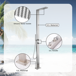 Grifo de <span class=keywords><strong>Ducha</strong></span> Moderno Cuadrado de Acero Inoxidable 304, de Pie, con 2 Funciones, para <span class=keywords><strong>Piscina</strong></span> Exterior, con <span class=keywords><strong>Ducha</strong></span> de Mano - Product Image 4