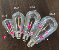 Ampoules à filament pour guirlande lumineuse de jardin, en plastique incassable, ST38 1W, culot E12, dimmable, angle de faisceau 360°, étanche, AC/DC/solaire