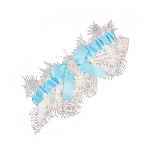 Jarretières de <span class=keywords><strong>mariage</strong></span> en dentelle personnalisée ensemble de jarretières de mariée pour femmes jarretières de mariée avec quelque chose de bleu Z221 - Product Image 5