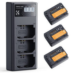 Batería para Cámara K&F Concept de 2280 mAh para Sony NP-FZ100, Juego de Cargador con Pantalla LCD y Tres Ranuras para Baterías, Puertos USB/Tipo-C - Product Image 1