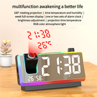 Réveil numérique à grand écran LED avec projection, calendrier perpétuel, affichage de la température et de l'humidité, design moderne pour chambre à coucher