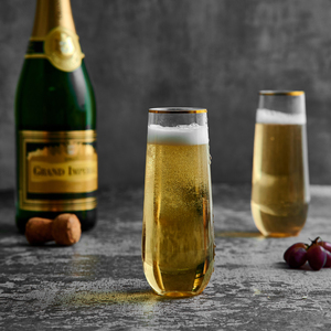 Flûte <span class=keywords><strong>à</strong></span> <span class=keywords><strong>champagne</strong></span> en plastique sans pied de 9 oz avec logo personnalisé et bord doré pour événements et mariages - Product Image 4