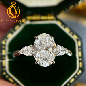 Anelli in <span class=keywords><strong>Moissanite</strong></span> Certificati GRA con Taglio Ovale 4ct VVS D, in Argento Sterling S925, Vendita all'Ingrosso - Product Image 2