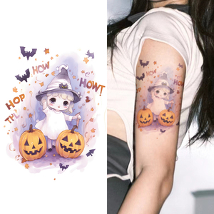 Tatuajes Temporales de Halloween, Pegatina de <span class=keywords><strong>Brazo</strong></span>, Calabaza Divertida de Halloween, Murciélago de Bruja, <span class=keywords><strong>Tatuaje</strong></span> Impermeable de Dibujos Animados PARA LA Pierna del <span class=keywords><strong>Brazo</strong></span> DE LA Niña - Product Image 1