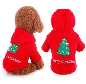 Merah Natal Musim Dingin Pet <span class=keywords><strong>Dog</strong></span> Hoodie Pakaian Anak Anjing Kecil Besar Anjing Bulu Tebal Anjing Hijau Pohon Natal Mantel Jaket Kucing - Product Image 1