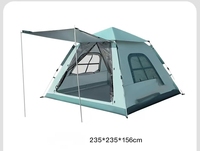 Tente de camping instantanée JIAWEI pour 4-5 personnes, trois saisons, 235*235*156cm, tissu Oxford 210D, imperméable 2000-3000mm, pour l'extérieur