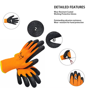 Guantes DE SEGURIDAD arrugados recubiertos de látex profesionales para construcción y jardinería Desgaste cómodo para el trabajo y la protección - Product Image 6