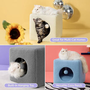 2024 neue moderne tragbare Luxus große schwarz weiß Oxford Würfel Haustier Katze Höhle Bett Multi Größe mit rutsch festen Boden für Katzen Hunde - Product Image 5