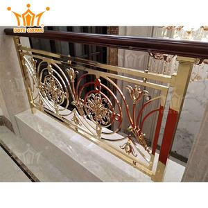 Barandillas de porche de aluminio dorado de lujo, barandillas, estilo de diseño moderno <span class=keywords><strong>para</strong></span> escalera de Villa, diseño decorativo Interior, crea latón - Product Image 2