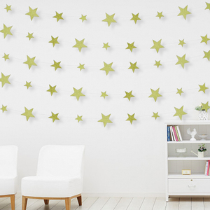 Ghirlanda di Stelle in Carta Glitterata Dorata 608064, Stile Moderno e Semplice, Decorazione per Feste Natalizie e Capodanno - Product Image 2
