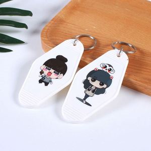 Custom Logo Hot Stamping Plastic Key Chain Retro Hotel Room Motel Keychains - Product Image 4