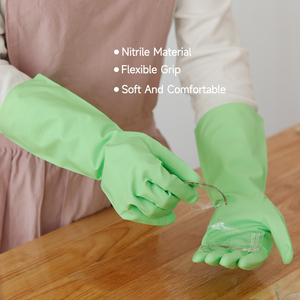 بيع بالجملة قفازات نتريل وردية زرقاء وخضراء من الصين تصنيع قفازات نتريل ملونة للتنظيف المنزلي مقاومة للماء للانزلاق - Product Image 6
