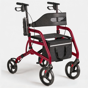 Déambulateur pliable à roulettes avec siège respirant et sac amovible, 17,6 lb - 350 lb, déambulateur à <span class=keywords><strong>4</strong></span> <span class=keywords><strong>roues</strong></span> réglable pour seniors - Product Image 1