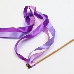 Venta al por mayor rosa púrpura cinta de la boda de madera varita palos 30 unids/bolsa