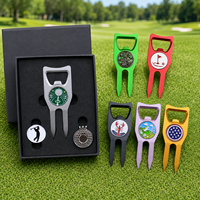 Marqueurs de balle de golf personnalisés, style moderne et antique, en alliage de zinc, robustes, à motif diamant unilatéral, avec pochette pour jetons de divot colorés