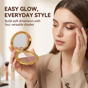 Palette de fards à paupières 4-en-1 en gros, hautement pigmentée, marque privée, avec paillettes, bronzants, illuminateurs, blush végétalien personnalisé, mignon et waterproof - Product Image 4