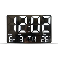 Horloge murale numérique LED grande taille pour salon, avec télécommande, double alarme électronique, affichage de la date et du jour, fonction mémoire