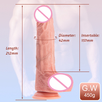 Gode vibrant à télécommande sans fil avec chauffage télescopique marron en silicone Grand gode réaliste Gode femme