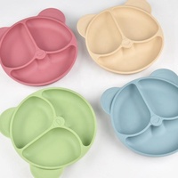 Assiette à dîner en forme d'ours en silicone pour bébé, assiette antidérapante en silicone avec ventouse pour bébé, vente en gros