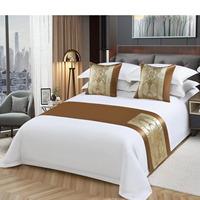 Drap de lit doux 100% coton de luxe king size personnalisable personnalisé de haute qualité ensemble de literie pour hôtel 7 pièces en gros