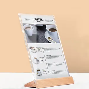 A4 A5 A6 L Form Holz Acryl Display Tisch Acryl Stand Zeichen halter für Bier Weinbar Coffee Store Restaurant Werbung