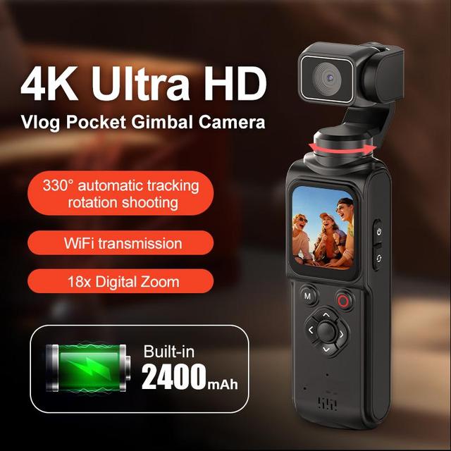 4K Ultra HD Vlog Pocket Gimbal Camera 330° Automatic Tracking Rotation Shooting 18x Digital Zoom Handheld Sports Camera
