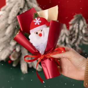 Cadeau de Noël, petit bouquet de Noël, cadeau créatif, bouquet artificiel avec pommes de pin et Père Noël - Product Image 2