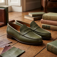 Mocassins Penny en cuir de veau pleine fleur avec logo personnalisé, semelle en caoutchouc, fabriqués en Italie