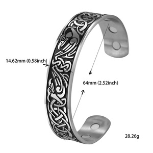 Bracelets <span class=keywords><strong>en</strong></span> acier inoxydable de thérapie magnétique pour la <span class=keywords><strong>santé</strong></span>, bracelet de poignet <span class=keywords><strong>Viking</strong></span> avec totem de phénix, bracelet amulette Wiccan - Product Image 5