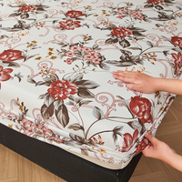 Ensemble de draps-housses matelassés en microfibre imprimé végétal style nordique, 3 pièces, en polyester élastique