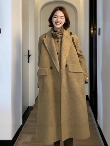 <span class=keywords><strong>Manteau</strong></span> <span class=keywords><strong>long</strong></span> double-boutonnage pour <span class=keywords><strong>femme</strong></span> en <span class=keywords><strong>laine</strong></span> avec col en <span class=keywords><strong>laine</strong></span>, surdimensionné, luxe discret, fermeture personnalisable - Product Image 4