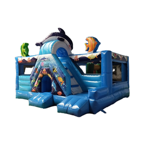 Château gonflable pour enfants personnalisable et écologique en PVC, thème <span class=keywords><strong>monde</strong></span> sous-marin avec toboggan coloré pour aire de jeux - Product Image 2