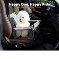 Siège de voiture pliable pour chien, lit de voyage portable pour petits et moyens chiens avec sangle réglable et côtés surélevés