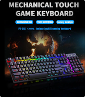 Clavier de jeu filaire 104 touches, rétroéclairage couleur, sensation mécanique, touches flottantes, anti-ghosting, pour ordinateur et e-sport
