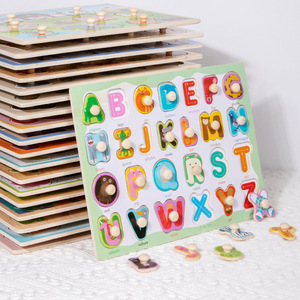 Đồ chơi bằng gỗ bán buôn cổ điển dễ dàng nắm bắt núm Toddler số bảng chữ cái bằng gỗ PEG câu đố cho trẻ em Montessori Đồ chơi giáo dục - Product Image 4