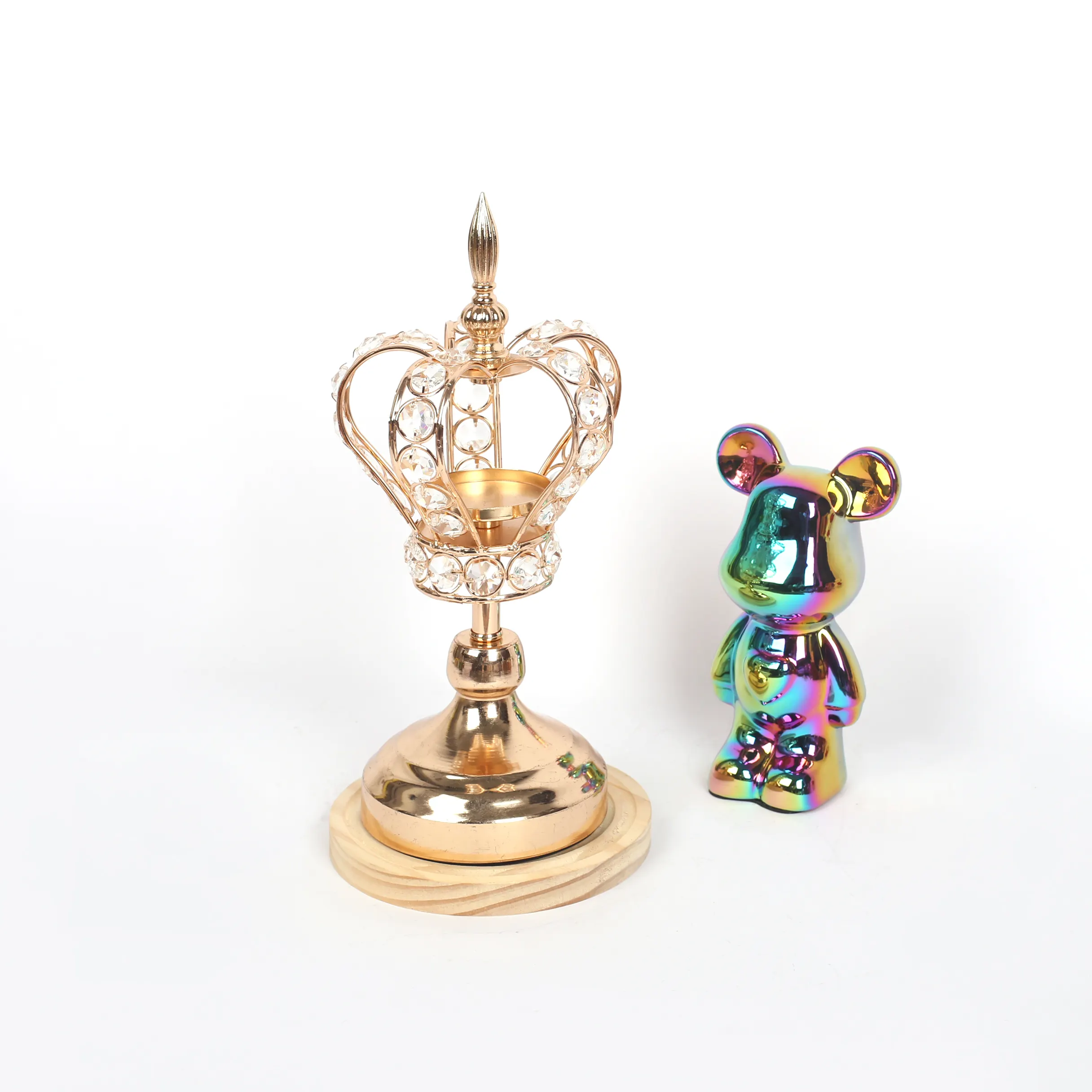 Luxus moderne Art Gold Säule Premium Kristall krone Kerzenhalter für Haus dekor Geschenke