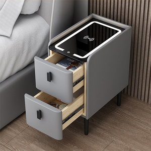 Mesita de Noche Inteligente Minimalista Moderna con Estación de Carga Mesa Auxiliar de Lujo con Cajones Gabinete para Dormitorio - Product Image 5