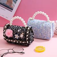 Mini fille épaule sac à bandoulière laine princesse sacs à main perle poignée mignon enfants sacs filles sac à main 2024