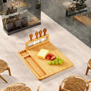 Planche à fromage en bambou de haute qualité, durable, écologique, taille personnalisée, nouveau design, ustensiles de cuisine, bloc à découper décoratif, 1,5 cm. - Product Image 3