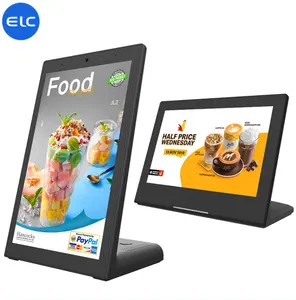 Restaurant Tablet Ordering OEM L Shape 10.1 Inch Touch Screen Customer Feedback Evaluator Restaurant Ordering Rj45 Optional POE NFC Desktop Android Tablet