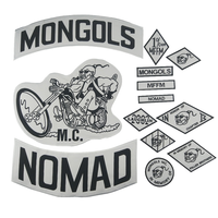 MFFM Patchs brodés personnalisés en fer pour vêtements de motard, appliques thermocollantes pour veste de motard, denim, Mongols Nomad Nation, chapeau