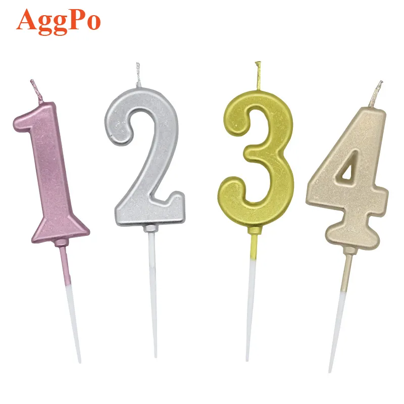 Venta al por mayor digital 0123456789 número cumpleaños velas niños cumpleaños pastel fiesta decorativo color sólido número velas