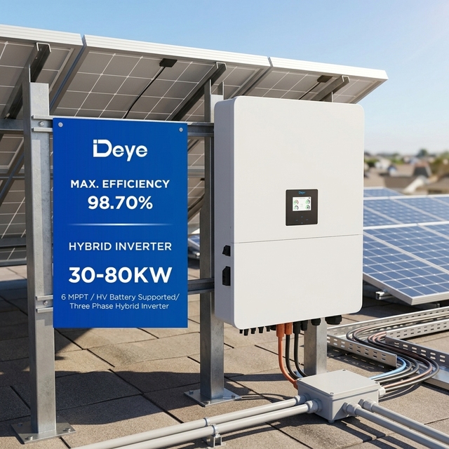 Hot Sale Deye Three Phase High Voltage Hybrid Solar Inverter 30kW-80kW 220/380V Photovoltaic Commercial Solar Energy Inverters
