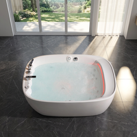 Baignoire SPA de massage ovale autoportante en acrylique moderne et contemporaine, 30 jets, thermostat, sortie d'eau en cascade, trop-plein, directement de l'usine
