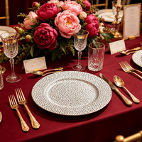 Assiettes de présentation de luxe dorées Wojia 13 pouces, texture martelée, revêtement poudré, en plastique, pour traiteur et table de banquet