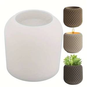 Epoxy resin concrete succulent planter mold, round mesh candle holder <b>silicone</b> mold - Product Image 3